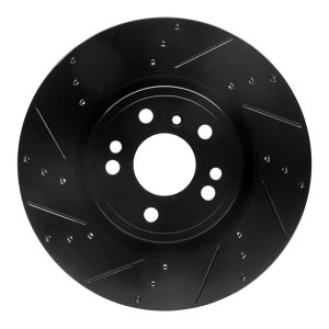 Mercedes-Benz ML350 Brake Rotor (1) - Front Left - R1 Concepts - Drilled & Slotted - Black - `12-`18